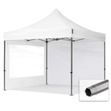 TOOLPORT Faltpavillon Pavillon 3x3m - mit 2 Seitenteilen (Panoramafenster) Premium Dach Partyzelt weiß