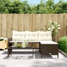 vidaXL Gartensofa in L-Form Loungesofa braun
