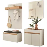 furn.design Garderobe Set 5-teilig in weiß und Wotan Eiche Garderobenkombination 190 x 200 cm,