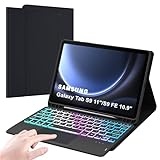 ROOFEI Galaxy Tab S9 FE/S9 Hülle mit Tastatur QWERTZ : 3-Zonen-7-Farbige DIY Hintergrundbeleuchtung, Smart Touchpad, Abnehmbare Tastatur Hülle für Samsung Galaxy Tab S9 FE 10.9''/Tab S9 11'' 2023