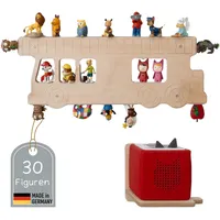 JP Journey Set Regal für Tonies Feuerwehr mit Wandhalterung für Toniebox aus Holz - Wandregal für Magnetische Figuren, Made in Germany, 60 x 23 cm