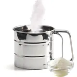 Mehl- und Puderzuckersieb mit Griff, Einhand-Mehlsieb, Handsieb für Mehl und Zucker, Sichere Bedienung mit nur einer Hand, zum feinen Bestäuben und Bestreuen, für 250 Gramm Mehl/Puderzucker