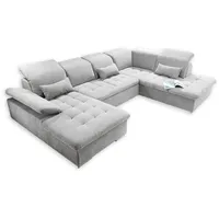 Stella Trading WAYNE Wohnlandschaft 340x240 cm Silber - Grau