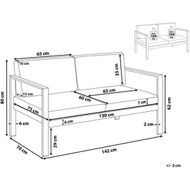 Beliani Gartensofa dunkelgrau Aluminium 2-Sitzer Auflagen Outdoor