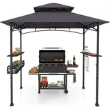 Costway Grillpavillon 2,5 x 1,53 m Dunkelgrau/Schwarz