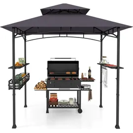 Costway Grillpavillon 2,5 x 1,53 m Dunkelgrau/Schwarz