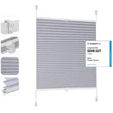 Sekey Plissee ohne Bohren Verdunkelung, Fenster Plissee Klemmfix Jalousie, 70 cm breit, Verspannt Blickdicht Sonnenschutz Fensterollo, Blaugrau,