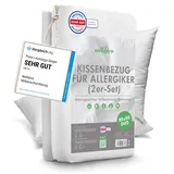 Welldora ǀ 2er-Set Milbenbezug Kissen 80x80 ǀ Allergiker Kissenbezug fachärztlich getestet ǀ Premium Encasing 80x80 cm gegen Milben & Bettwanzen ǀ Allergiker Bettwäsche