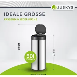 Juskys Runder Mülleimer mit Sensor - Silber