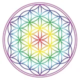 Saraswati Aufkleber Set Blume des Lebens Regenbogen-Chakra 4 x 4,5 cm