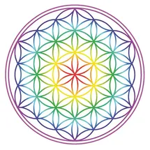 Saraswati Aufkleber Set Blume des Lebens Regenbogen-Chakra 4 x 4,5 cm