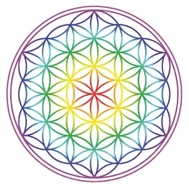 Saraswati Aufkleber Set Blume des Lebens Regenbogen-Chakra 4 x 4,5 cm