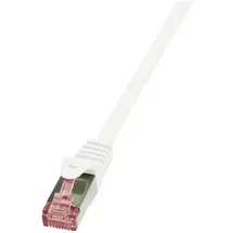 Logilink CQ2141S RJ45 Patchkabel CAT 6 S/FTP 50.00 m Weiß Flammwidrig, mit Rastnasenschutz 1 St.