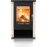Verso - Holzofen Theia – 9 kW – Elfenbeinfarbene Seitenwände und zeitgenössisches Design – Energieklasse a