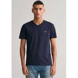 GANT T-Shirt Slim SHIELD V-NECK T-SHIRT«, mit einer kleinen Logostickerei auf der Brust, blau