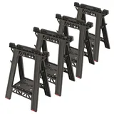 BirnePower Arbeitsbock Set (4 St.) Klappbock 175 kg Tragkraft je Ständer | Sägebock mit Schneidrille & Werkzeugablage | Stützfuß Kunststoff Klappbar | Für Werkstatt, Garage & Baustelle