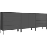 BMG Möbel Sideboard Mailand Set 4, Kommode grifflos, Metallfüßen, Anthrazit