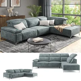 VitaliSpa Sofa - Bettsofa, James Grau Relaxfunktion 301x86 cm Rechte Ecke,