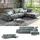 VitaliSpa Sofa - Bettsofa, James Grau Relaxfunktion 301x86 cm Rechte Ecke,