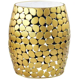 FineBuy FineBuy, Beistelltisch in Gold / Marmor / 40x40x46 | Gr.: onesize