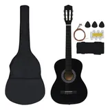 vidaXL 8-tlg. Klassikgitarren-Set für Anfänger Schwarz 3/4 36"