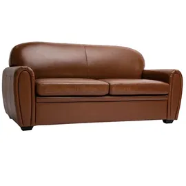 miliboo Schlafcouch Leder 3-Sitzer Braun