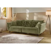 Big-Sofa JOCKENHÖFER GRUPPE "Spa, im Retrolook mit Wellenfederung" Sofas Gr. B/T: 251cm x 110cm, Chenille, grün und frei im Raum stellbar, inkl. 7 Kissen