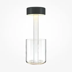 Maytoni Moderne LED Tischlampe Batterielampe AI Collaboration Schwarz Acryl Metall 3W120LM für Wohnzimmer, Küche, Schlafzimmer, Esszimmer, Büro