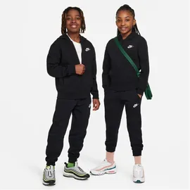 Nike Sportswear Club FLEECE BIG KIDS' FULL-ZIP TRACKSUIT" Gr. XS (122), schwarz-weiß (black, white) Kinder 010 - black/white (122-128 cm)