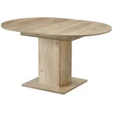 B&D home Esstisch Eiche San Remo, Sand, Holz Optik, 4-Sitzer, 1 Fächer, Rund, 100x74x100 cm, Esszimmer, Tische, Esstische