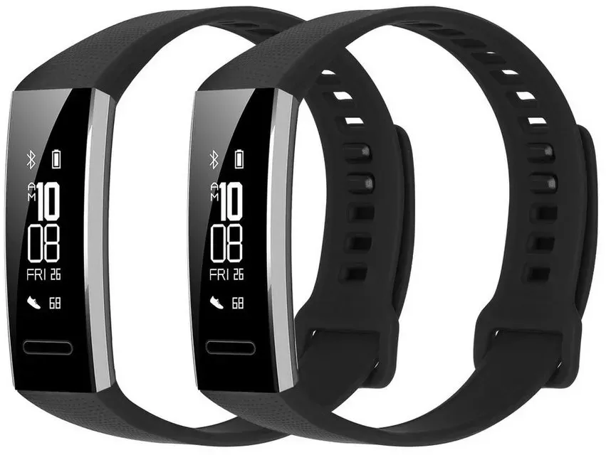 kwmobile Uhrenarmband 2x Sportarmband für Huawei Band 2 / Band 2 Pro, Armband TPU Silikon Set Fitnesstracker schwarz