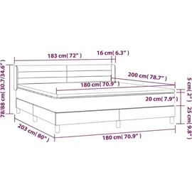 vidaXL Boxspringbett mit Matratze Schwarz 180x200 cm Stoff