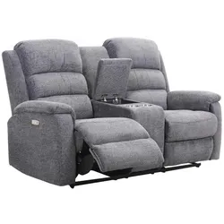 Relaxsofa elektrisch 2-Sitzer - Stoff - Grau - NEVERS