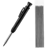 Zimmermannsbleistifte, Zimmermannsbleistift, Druckbleistiftmarker, Tieflochmarker Mit Spitze, Mit 6 Bleistiftminen, Für Die Baustelle, Streichmaß (schwarz)