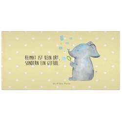 Mr. & Mrs. Panda Handtuch Elefant Seifenblasen – Gelb Pastell – Geschenk, Liebesspruch, Kinder, (1-St) gelb 10 cm x 50 cm