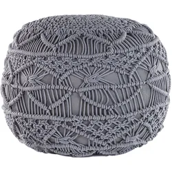 Pouf Makramee Baumwolle grau ⌀ 40 cm KAYSERI