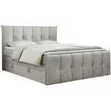 MKS Meble MKS Boxspringbett Hellgrau Textil, 2-Sitzer, H3, Rechteckig, 160x200 cm, Schlafzimmer, Betten, Boxspringbetten