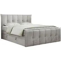 MKS Meble MKS Boxspringbett Hellgrau Textil, 2-Sitzer, H3, Rechteckig, 160x200 cm Schlafzimmer, Betten, Boxspringbetten