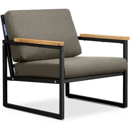 Konsimo Konsimo® Gartensessel, Schwarz, Beige, Metall, Textil, Holz, 70x65x60 cm, Hergestellt in Europa, Loungemöbel, Lounge-Sessel