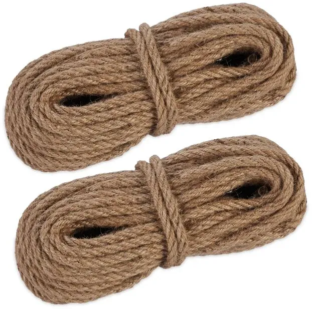 Relaxdays Juteschnur 8 mm x 20 m 2er Set Hellbraun