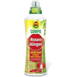 COMPO Flüssiger Rasendünger Unkraut & Moos Nein-Danke!, Für gesunde und sattgrüne Rasen, 1.3 Liter 24650