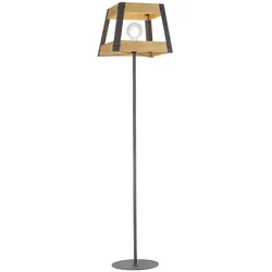 Stehleuchte, Vintage, Holz + Eisen, rustikales Design, E27 Fassung, modern