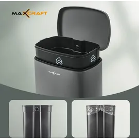 MAXCRAFT Mülleimer / Treteimer mit Soft Close Deckel - 50 Liter in Grau