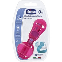 chicco Schnullerband mit Saugerschutz, Clip, Klettband, rosa