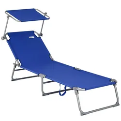 CASARIA® Sonnenliege mit Dach Klappbar 4-Fach Verstellbar Gartenliege Strand Blau