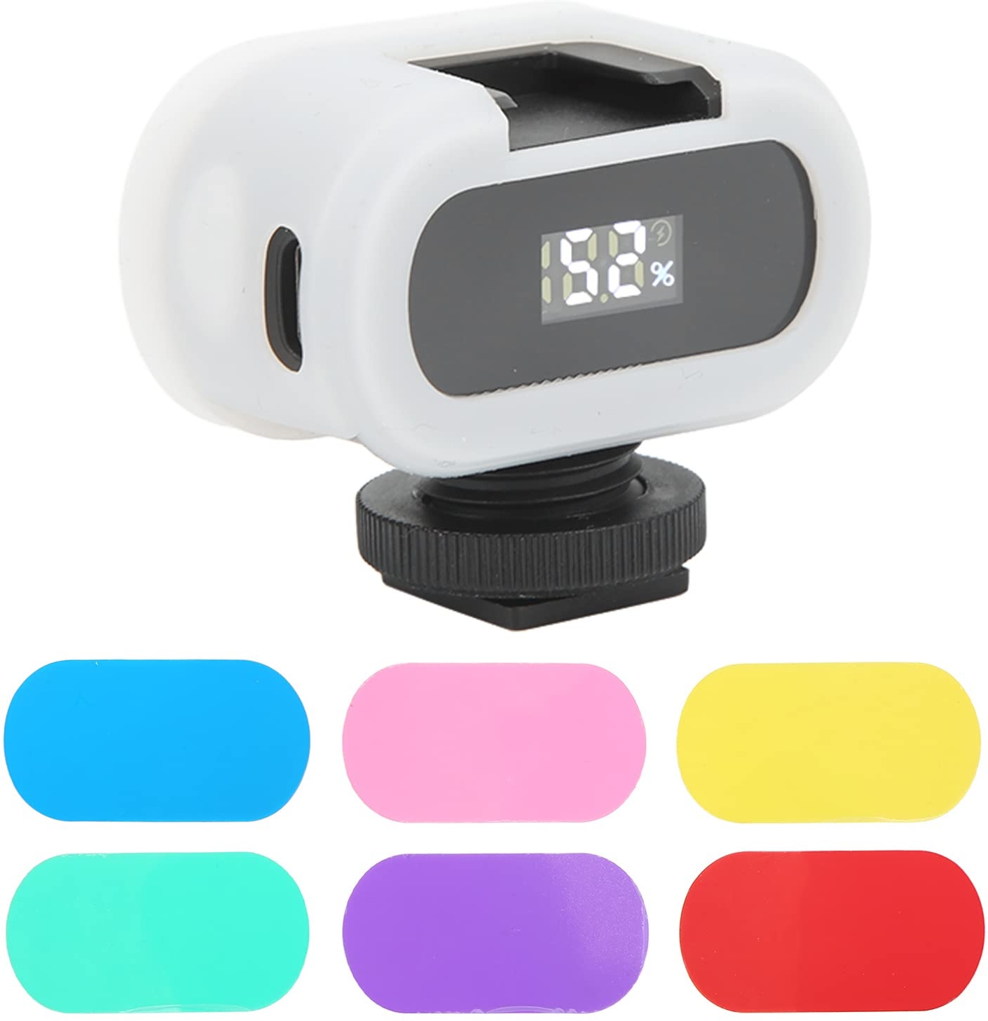 LED-Videoleuchte, Mini-LED-Kameraleuchte mit 6-Farben-Folie und Silikonhülle, Wiederaufladbares USB-C-Soft-Light-Panel für Live-Streaming-Fotografie