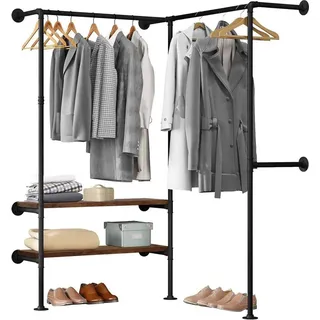 Woltu Kleiderstange mit Regalen Wandmontage, Garderobe für begehbaren Kleiderschrank, Kleiderständer industriell,für Schlafzimmer Ankleidezimmer...