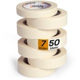 Hinrichs Kreppband - 6 Rollen 50m x 30mm + 1 Rolle 50m x 20mm - Maler Klebeband zum Streichen und Lackieren - Abdeckband für Malerarbeiten - Malerkrepp für Renovierung & Auto