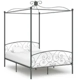 vidaXL Himmelbett-Gestell Grau Metall 140 x 200 cm