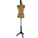 MCW Schneiderpuppe T223, Schaufensterpuppe Torso weiblich, Fiberglas ~ Gelb mit Blumen